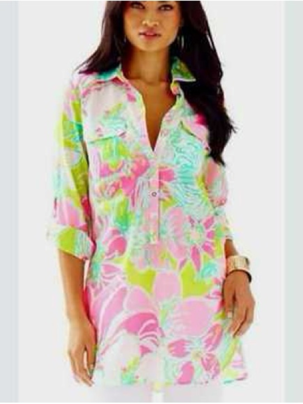 Lilly Pulitzer"Don't Give a Cluck" Captiva Tunic in Flamingo size XL